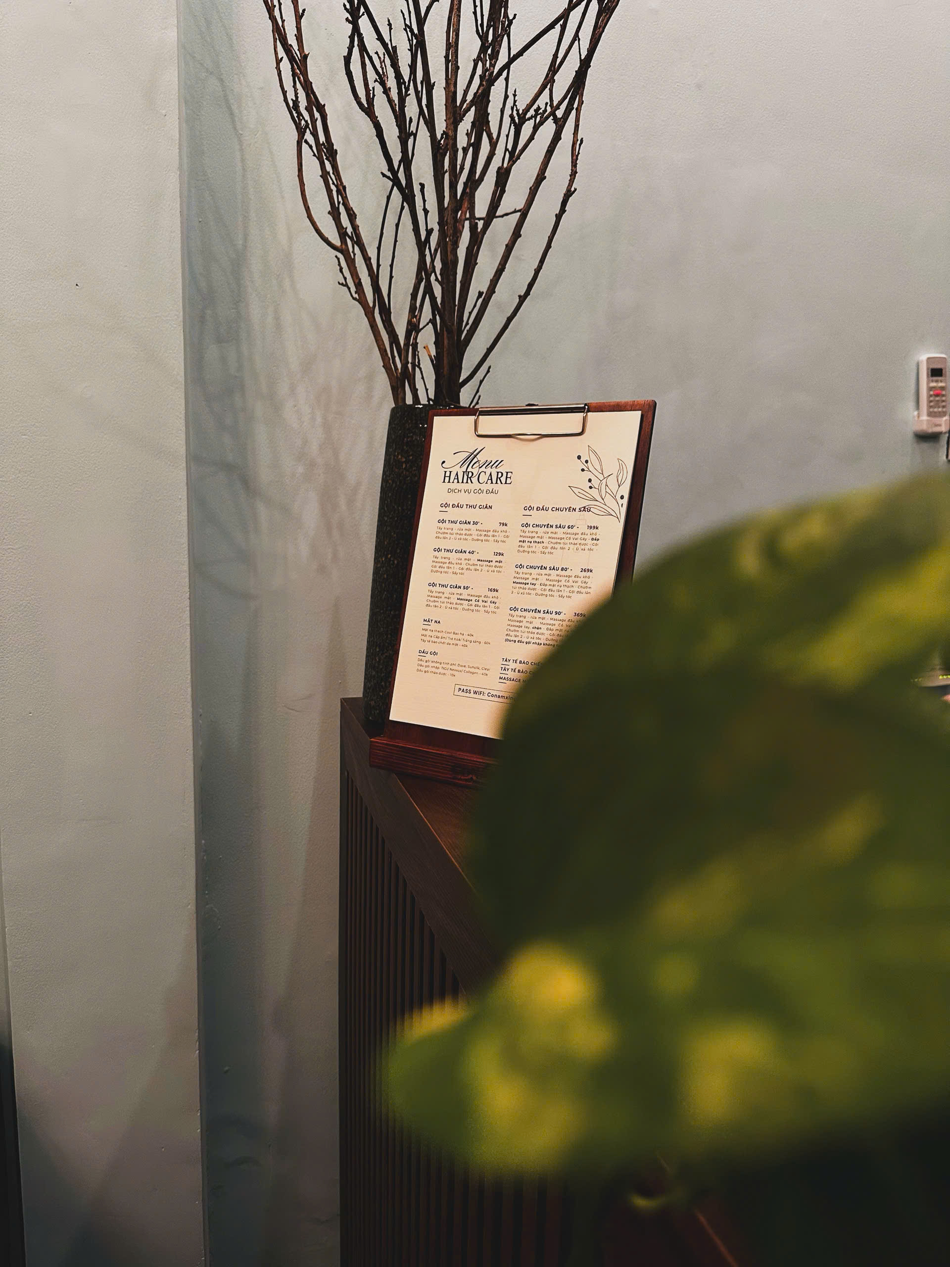 Bảng menu dịch vụ tại Cô Năm Spa