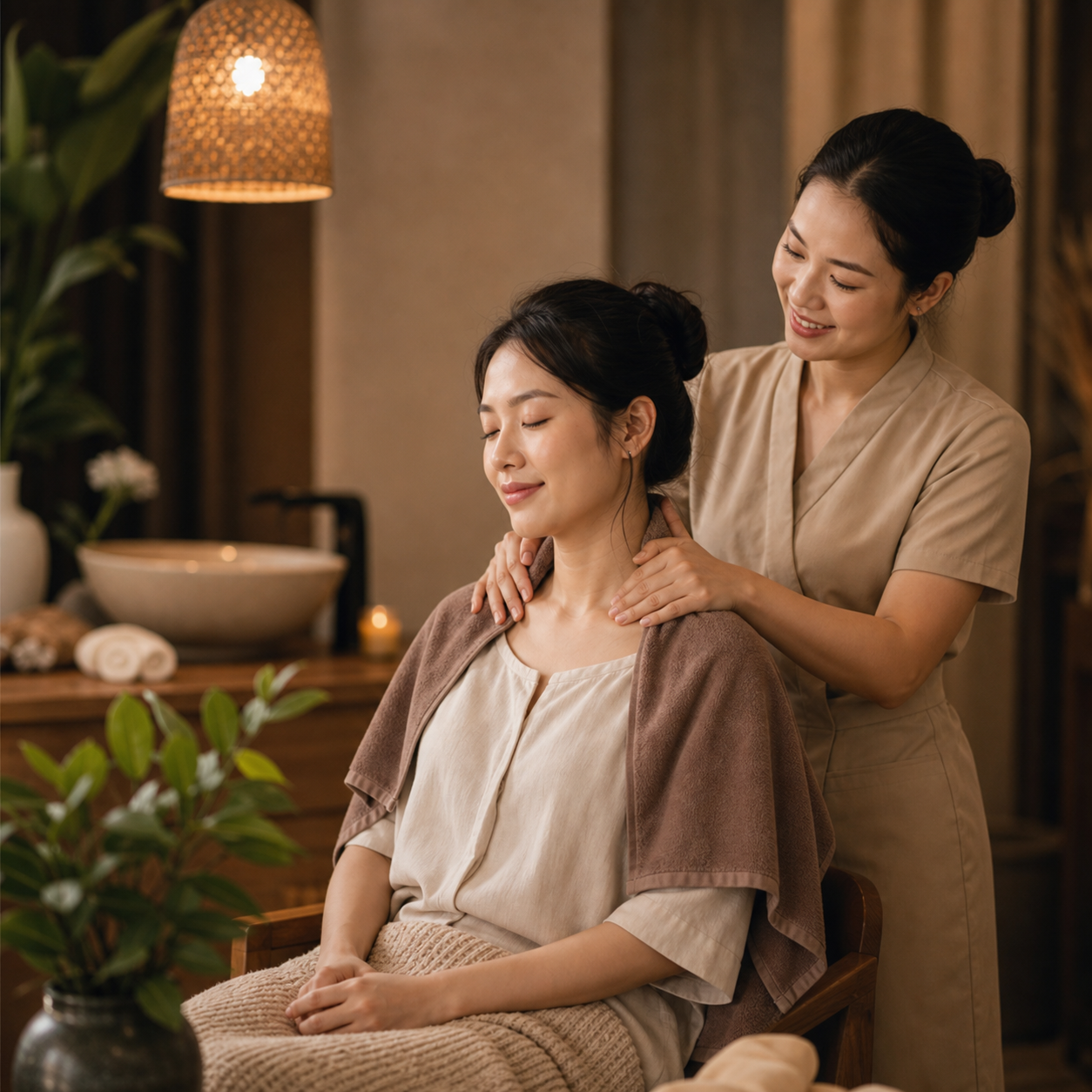Không gian gội đầu và massage tại Cô Năm Spa Lê Văn Sỹ